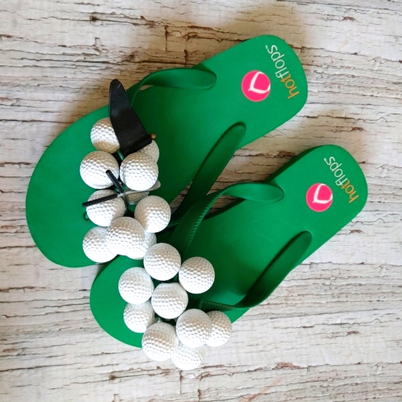 hot flops Shoes - HOT FLOPS | Green Golfing Flip Flops Ladies Size 8
